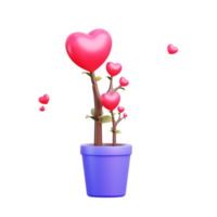 objeto de amor de planta de dia dos namorados 3d png