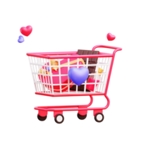 3d valentine cart love object png