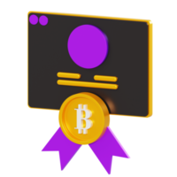 certificat de bitcoin illustration 3d png