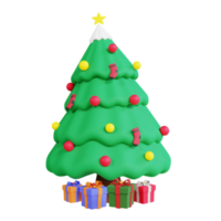 3d icono árbol de navidad y caja de regalo png
