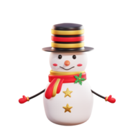 icône 3d noël bonhomme de neige portant un chapeau noir png