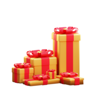 caixa de presente dourada de natal ícone 3d png