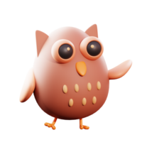 Cute owl 3d illustration png