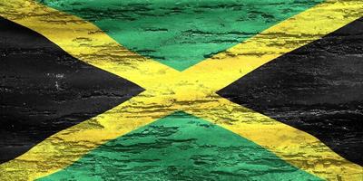 Ilustración 3d de una bandera jamaica - bandera de tela ondeante realista foto