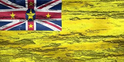 Ilustración 3d de una bandera niue - bandera de tela ondeante realista foto