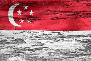 3D-Illustration of a Singapore flag - realistic waving fabric flag photo