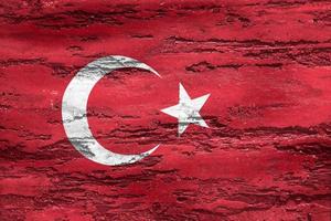 3D-Illustration of a Turkey flag - realistic waving fabric flag photo