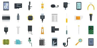 Mobile phone repair icons set flat vector isolated