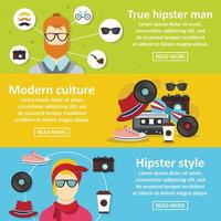 Hipster style banner horizontal set, flat style vector