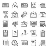 State tax regulation icons set, outline style vector