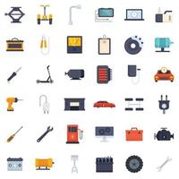 Electric vehicle repair icons set flat vector isolated