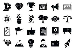 Mission quality icons set, simple style vector