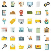 Purchasing Manager icons set flat vector isolated