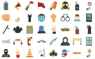 Protest icons set flat vector isolated