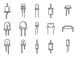 Diode icons set outline vector. Anode light vector