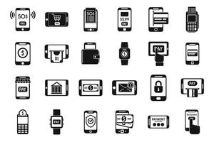 Mobile payment icons set simple vector. Money bank vector