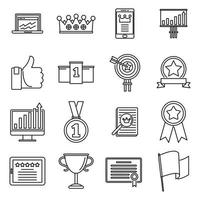 Success excellence icons set, outline style vector