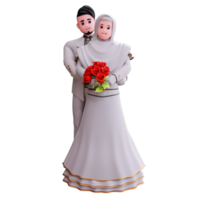 3d character wedding couple illustration png