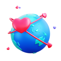 3d valentine love earth object png