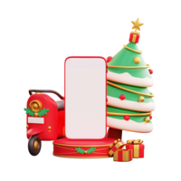 merry christmas flash-verkoopbanner met 3D-smartphone en kerstversieringen png