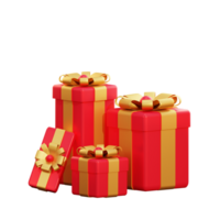 3d icono navidad rojo caja de regalo png