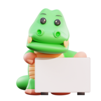 ilustração 3d de crocodilo fofo png