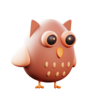 Cute owl 3d illustration png