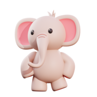 Cute elephant 3d illustration png