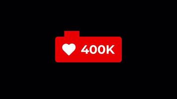 como ícone como ou amor contando para mídias sociais 1-400k curtidas em fundo transparente video
