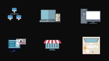 Desktop computer Icons Set animation transparent background video