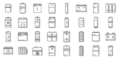 Recharge battery icons set outline vector. Power charger vector