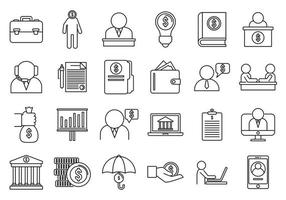 Financial advisor bank icons set, outline style vector