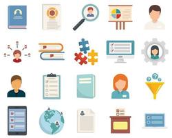 Sociology icons set flat vector isolated