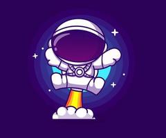 flying astronaut mascot illustration. icon vector, flat cartoon style. vector