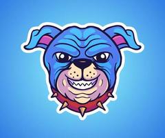 Illustration of angry dog head. Design element for logo, label, sign, emblem, poster. Vector illustration