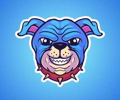 Illustration of angry dog head. Design element for logo, label, sign, emblem, poster. Vector illustration