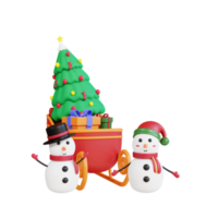 3d icon christmas tree and snowman png