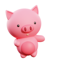 ilustração 3d de porco fofo png