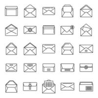 conjunto de iconos de sobre vector de contorno. correo en blanco