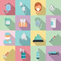 Anesthesia icons set, flat style vector