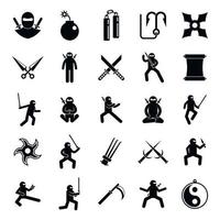 conjunto de iconos ninja, estilo simple vector