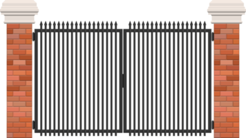 Brick and steel gate clip art png