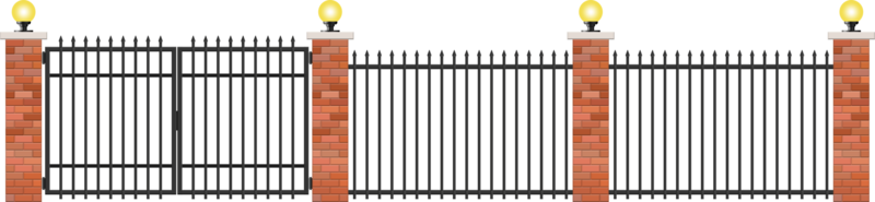 Realistic brick and steel fence png