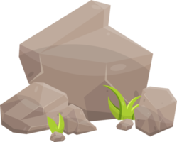 Rock stones and boulders in cartoon style png