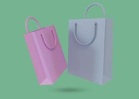 shopping bags isolated on white background, 3d render photo