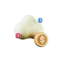 3d illustration of money cloud icon on white background. 3d illustration photo