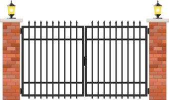 Brick and steel gate clip art png