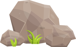 Rock stones and boulders in cartoon style png