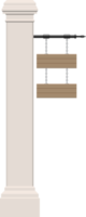 tabla de madera colgada en un pilar de hormigón vintage png