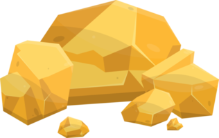 Gold stones and boulders in cartoon style png